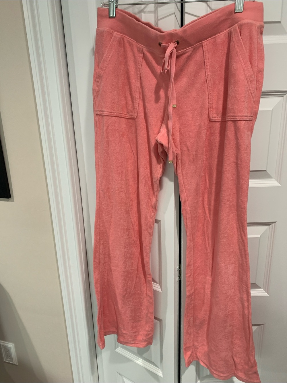 Juicy Couture Coral Pink Terry Drawstring Track Pants